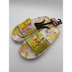 NWT Pokémon Pikachu Slides Sandals – Size 5 – Yellow & Pink Star Design